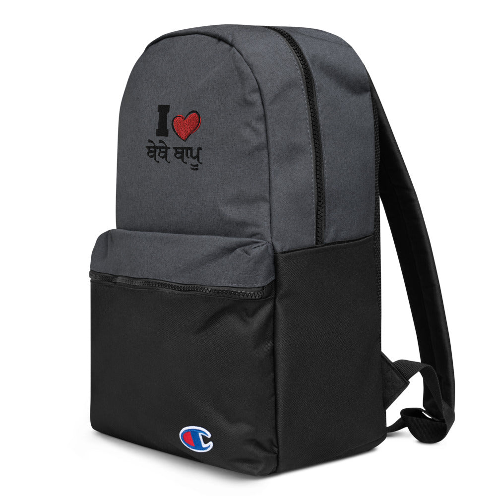 I LOVE BEBE BAPPU - Embroidered Champion Backpack