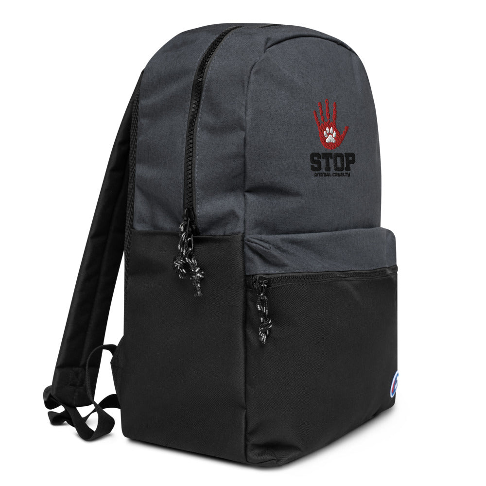 STOP ANIMAL CRUELTY - Embroidered Champion Backpack