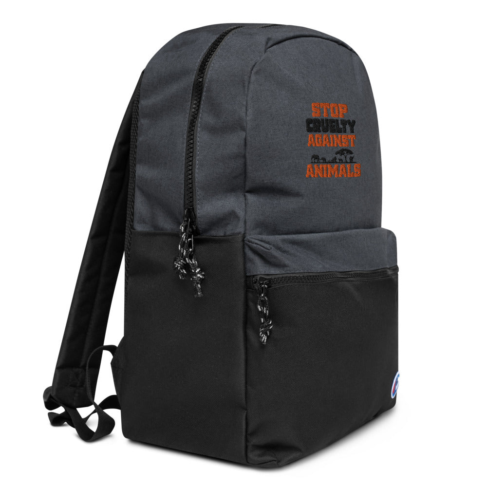 STOP CRUELTY AGAINST ANIMALS - Embroidered Champion Backpack