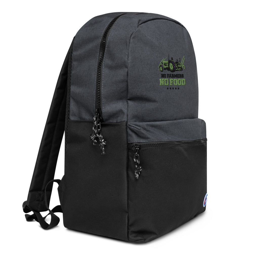 NO FARMERS NO FOOD - Embroidered Champion Backpack