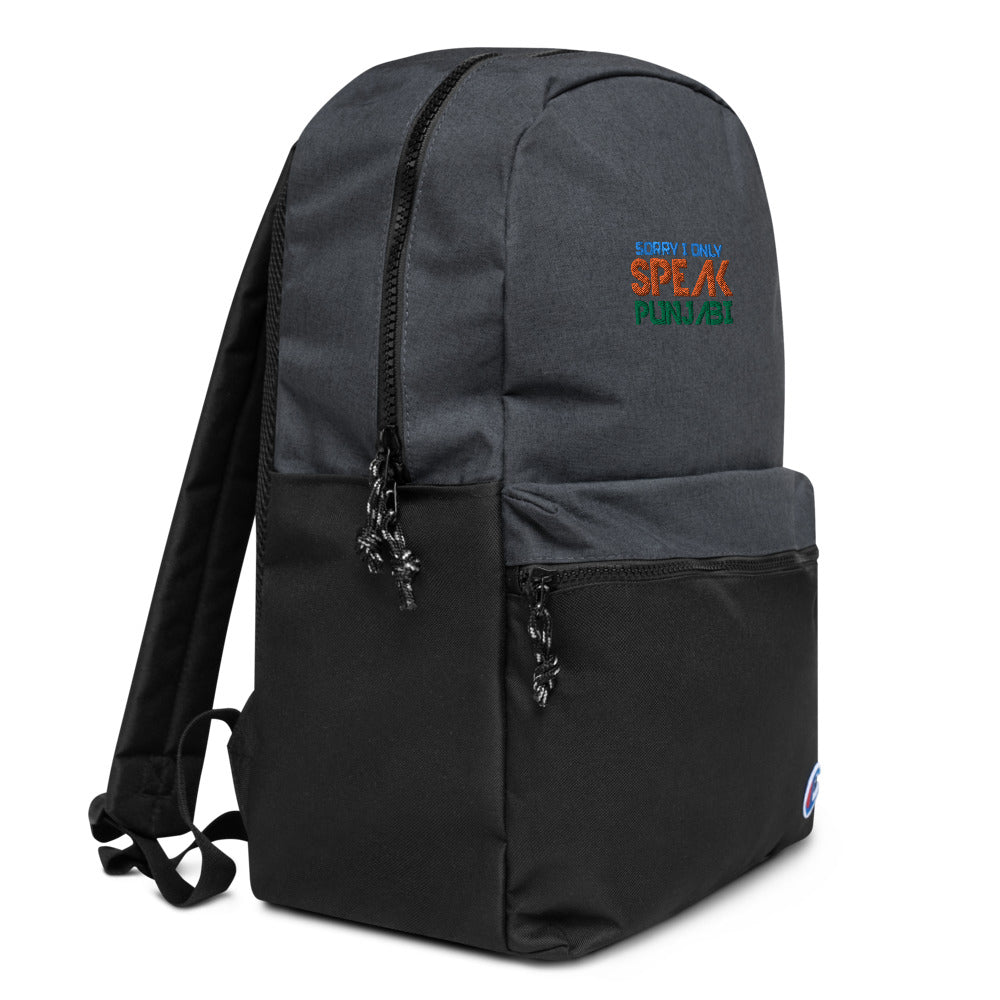 SORRY I ONLY SPEAK PUNJABI - Embroidered Champion Backpack