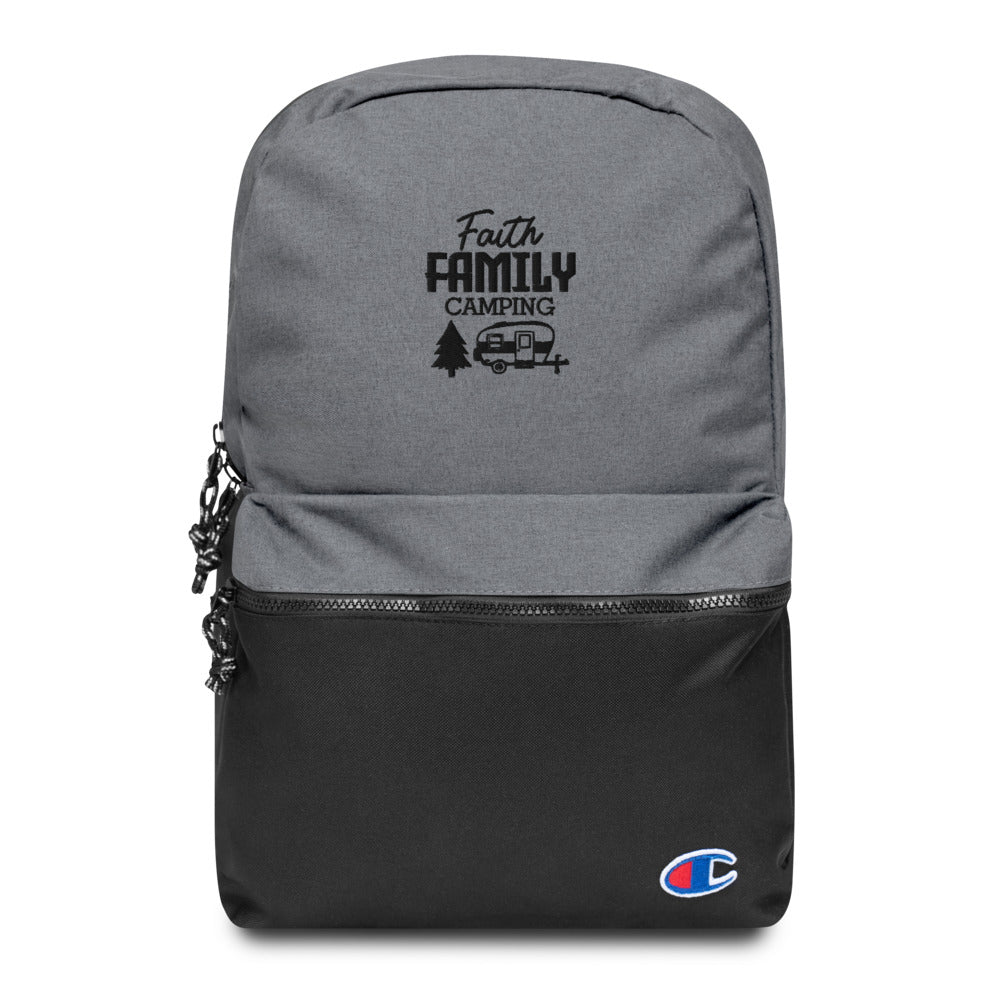 Family Camping- Embroidered Champion Backpack