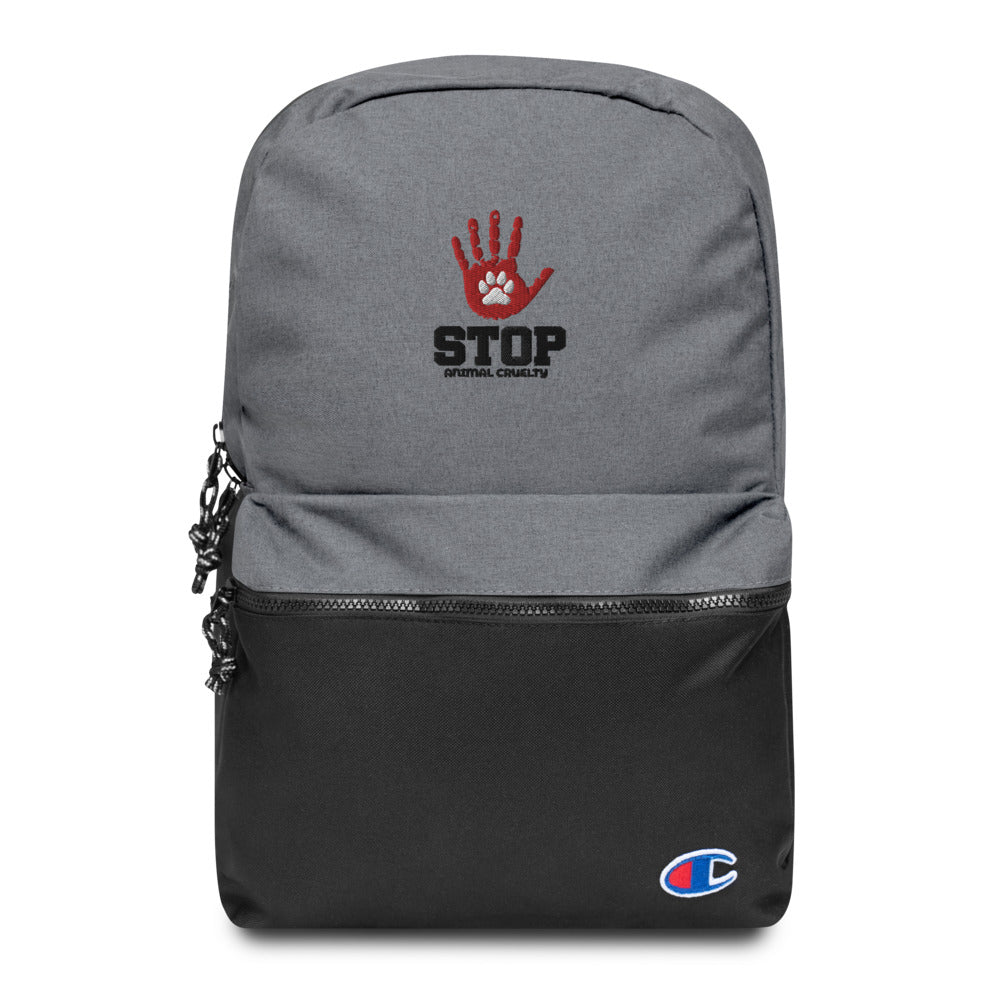 STOP ANIMAL CRUELTY - Embroidered Champion Backpack