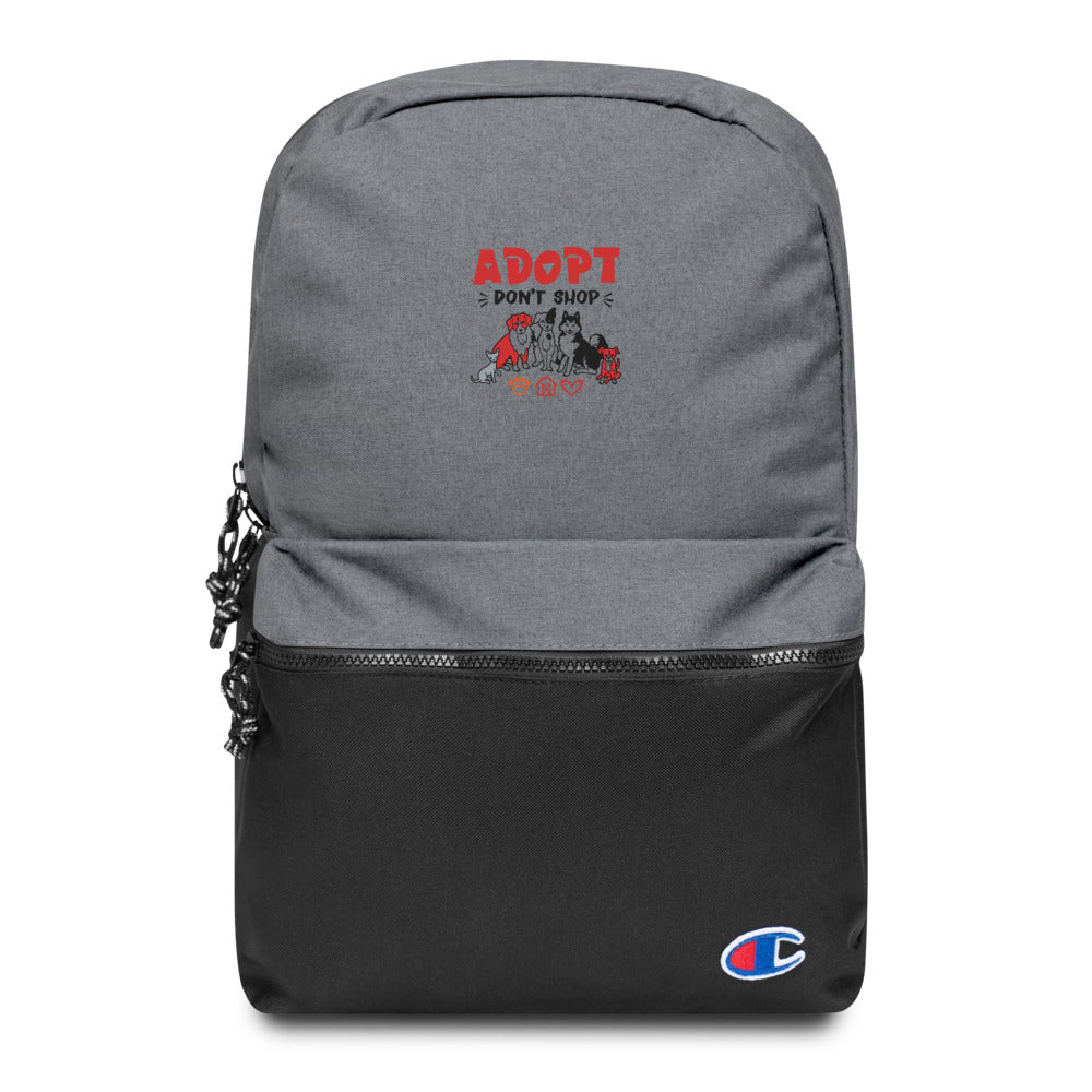 ADOPT DON'T SHOP - Embroidered Champion Backpack