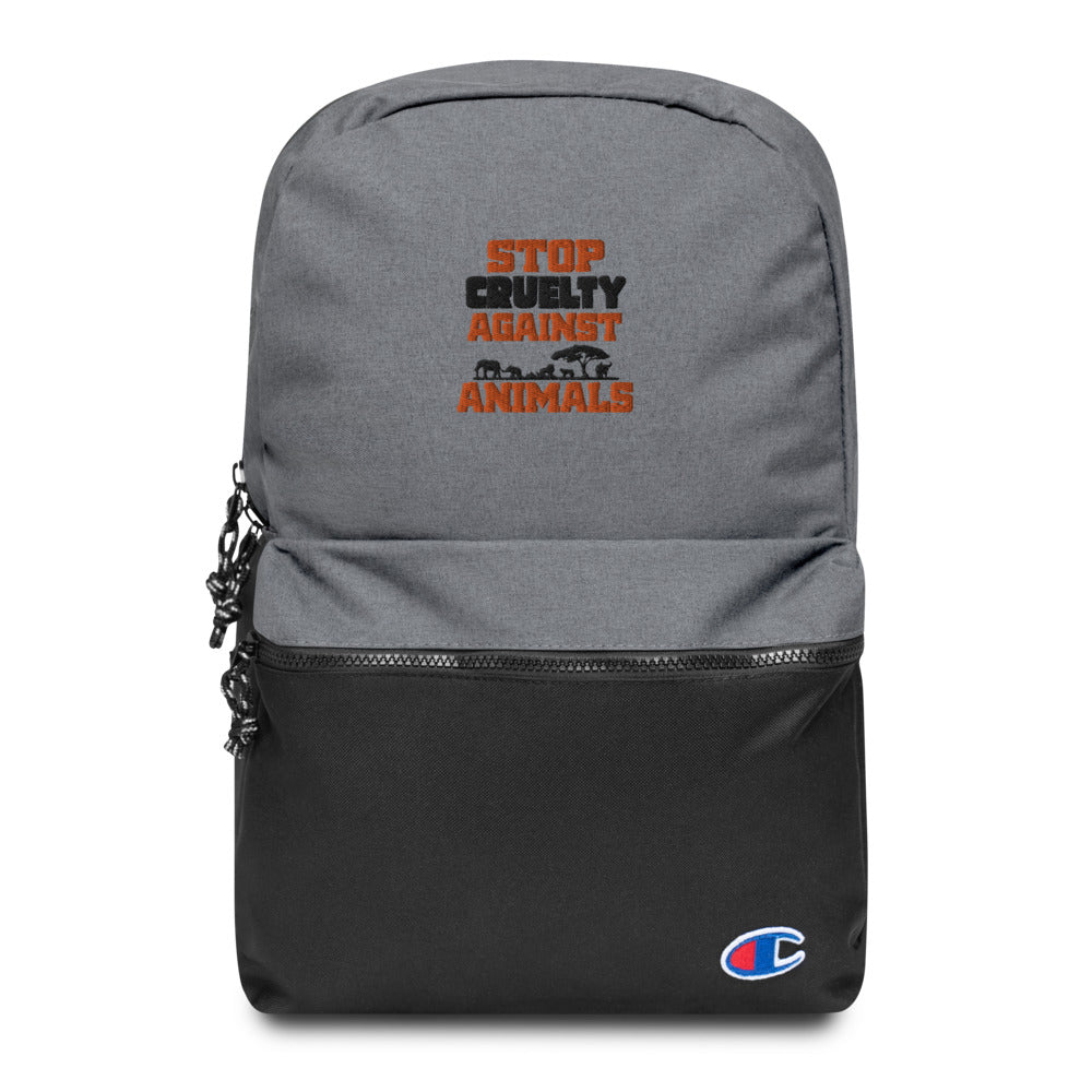 STOP CRUELTY AGAINST ANIMALS - Embroidered Champion Backpack