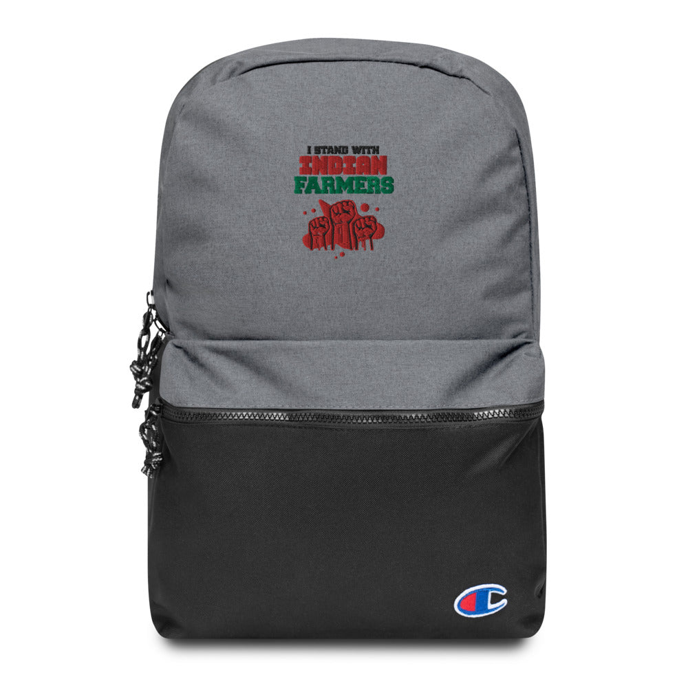 I STAND WITH INDIAN FARMERS - Embroidered Champion Backpack