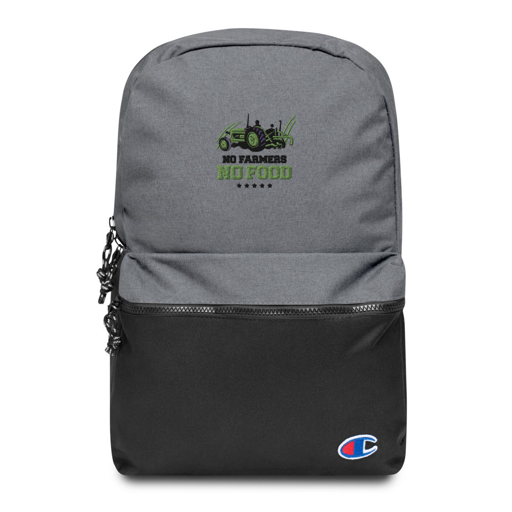 NO FARMERS NO FOOD - Embroidered Champion Backpack