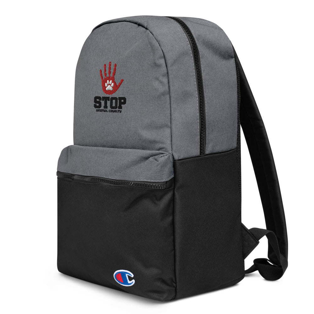 STOP ANIMAL CRUELTY - Embroidered Champion Backpack