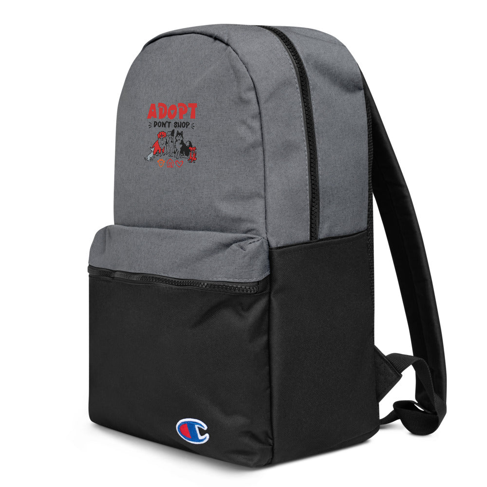 ADOPT DON'T SHOP - Embroidered Champion Backpack