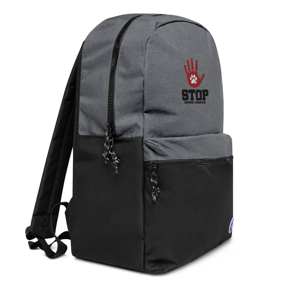 STOP ANIMAL CRUELTY - Embroidered Champion Backpack