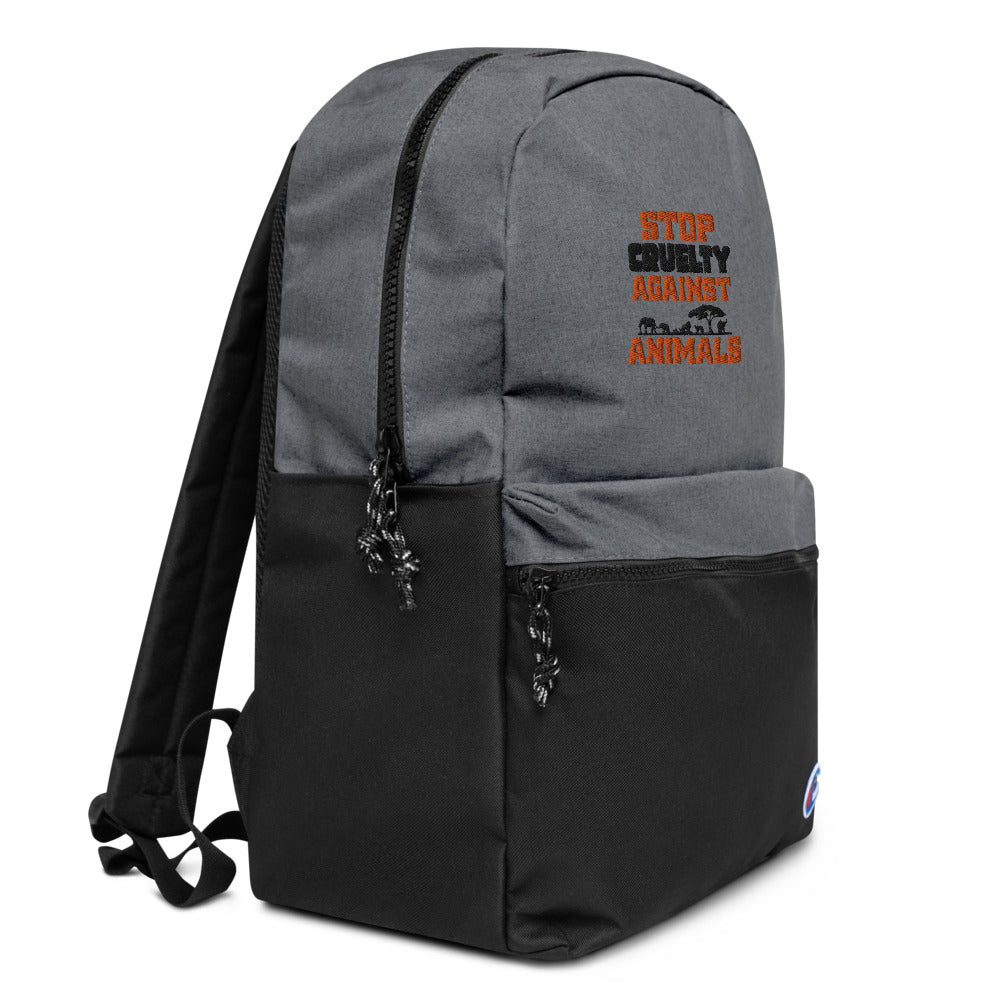 STOP CRUELTY AGAINST ANIMALS - Embroidered Champion Backpack