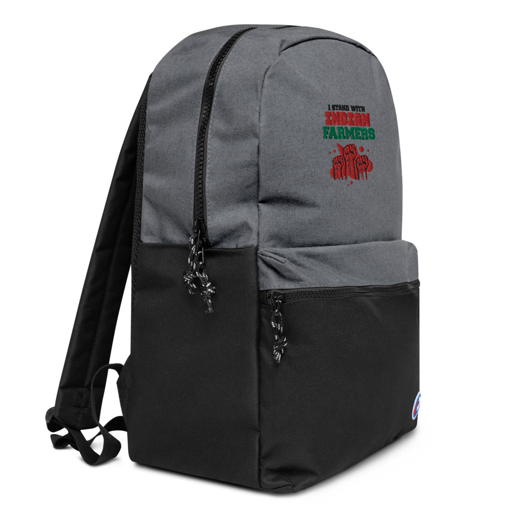 I STAND WITH INDIAN FARMERS - Embroidered Champion Backpack