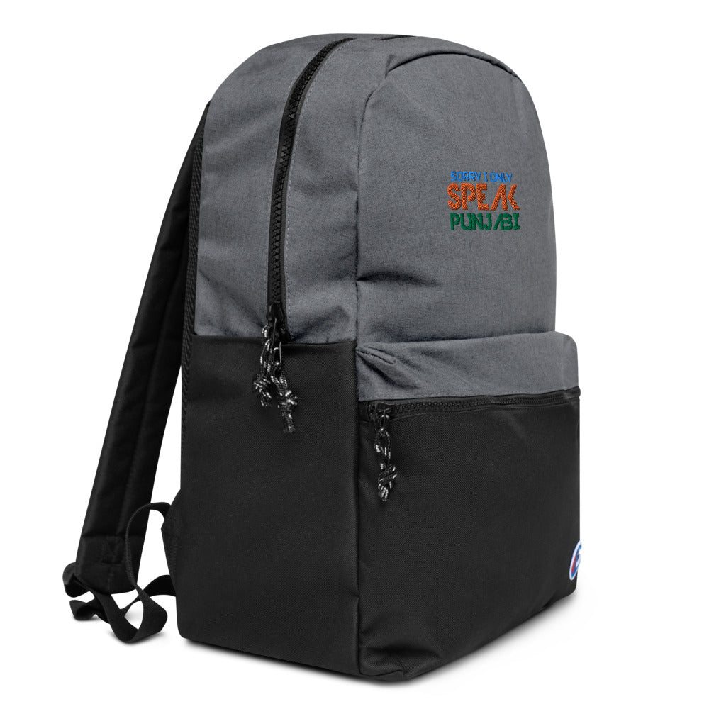 SORRY I ONLY SPEAK PUNJABI - Embroidered Champion Backpack