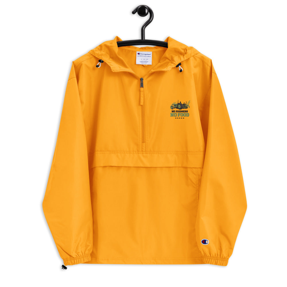 NO FARMERS NO FOOD - Embroidered Champion Packable Jacket