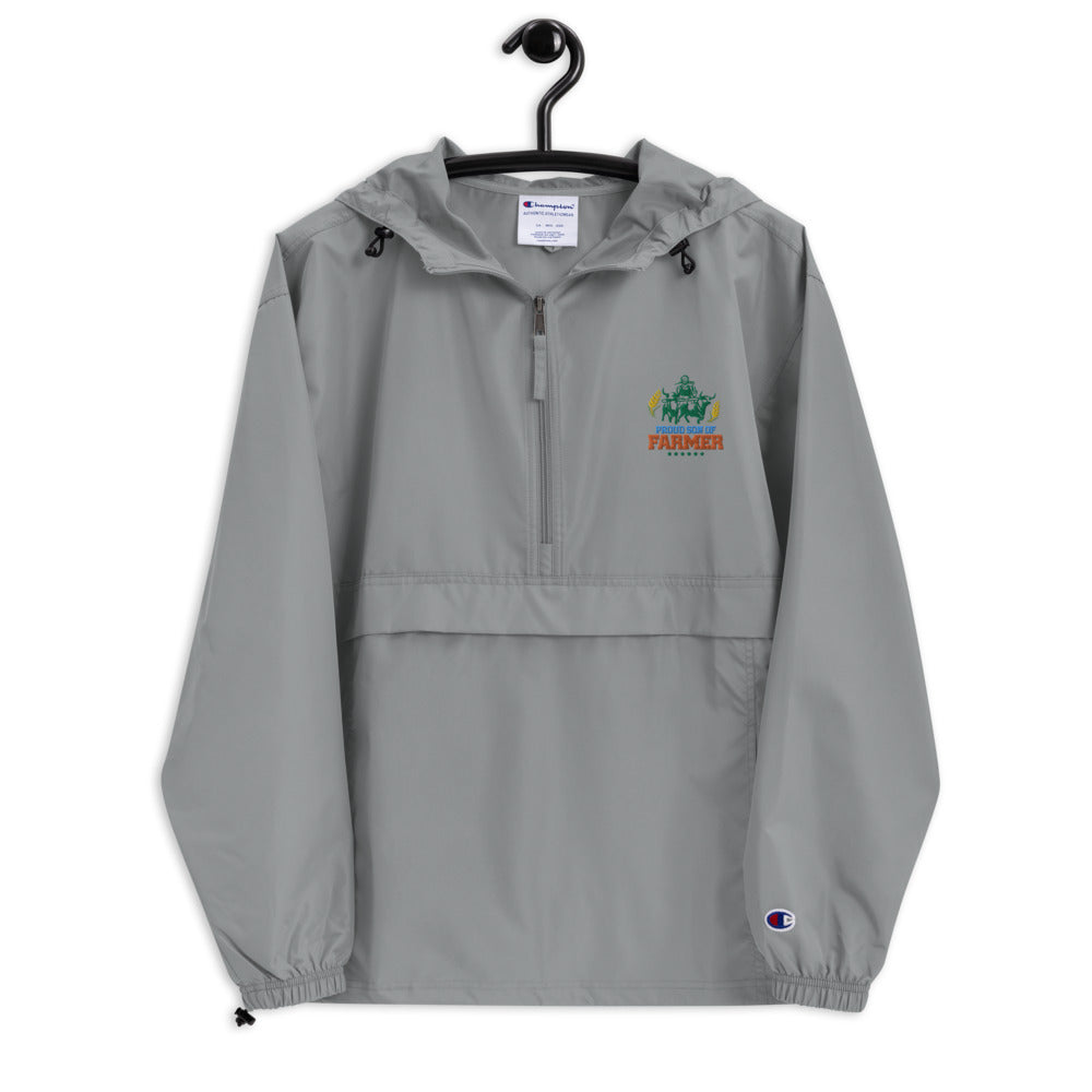 PROUD SON OF FARMER - Embroidered Champion Packable Jacket