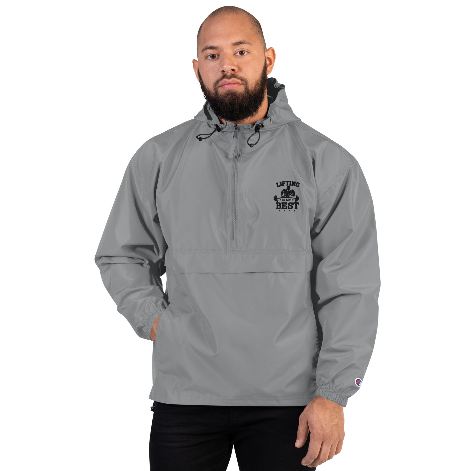 LIFTING IS MY BEST LIFE - Embroidered Champion Packable Jacket