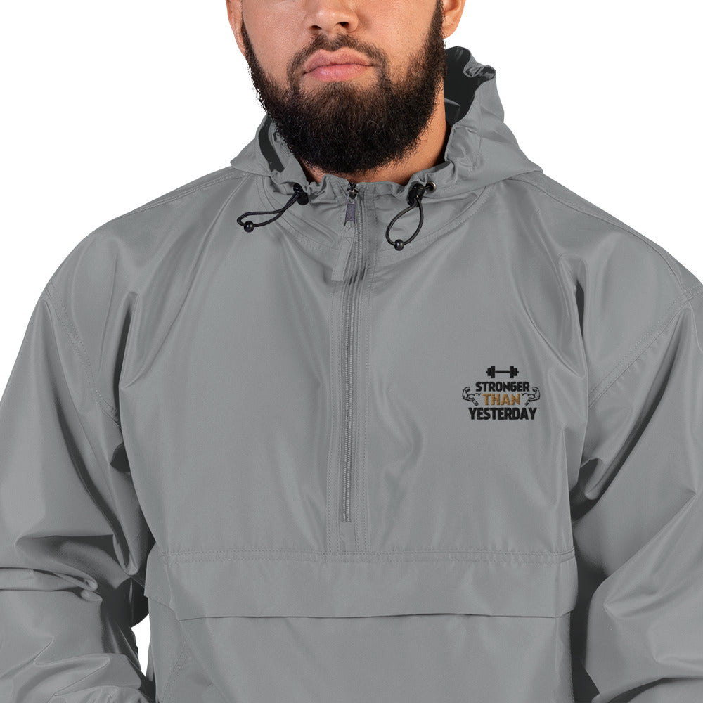 STRONGER THAN YESTERDAY - Embroidered Champion Packable Jacket