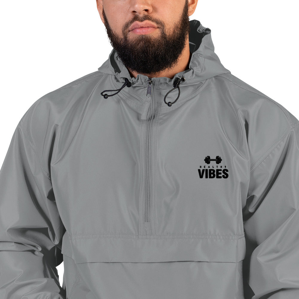 HEALTHY VIBES - Embroidered Champion Packable Jacket