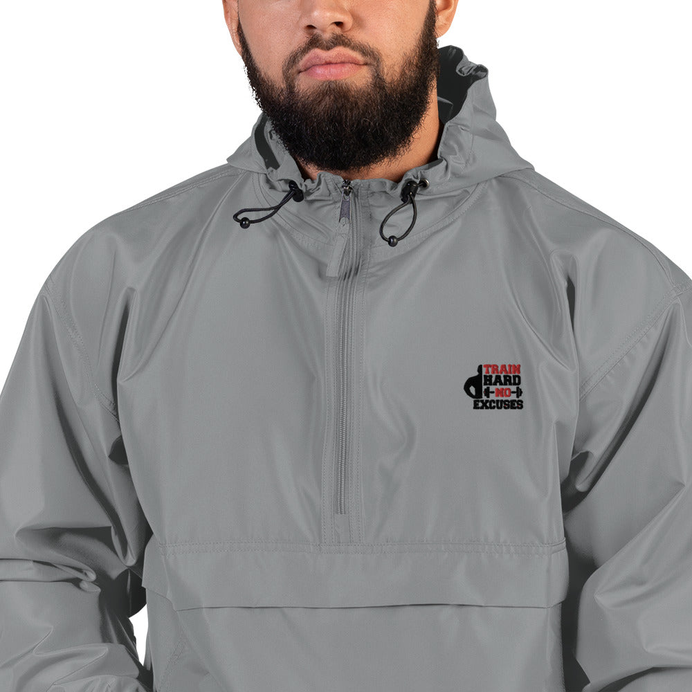 TRAIN HARD NO EXCUSES - Embroidered Champion Packable Jacket