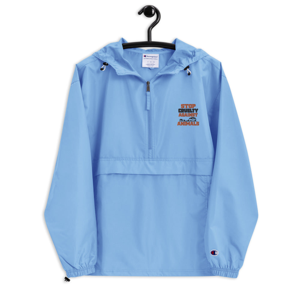 STOP CRUELTY AGAINST ANIMALS - Embroidered Champion Packable Jacket