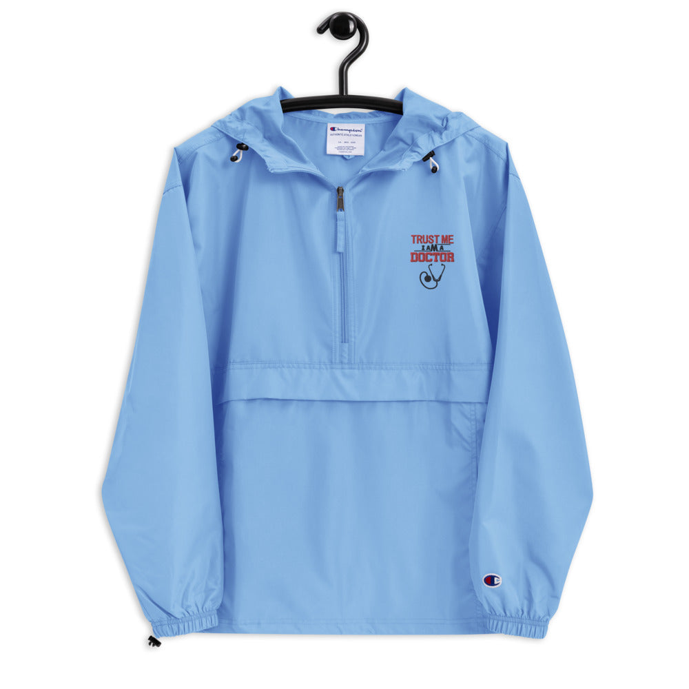 TRUST ME I AM A DOCTOR - Embroidered Champion Packable Jacket