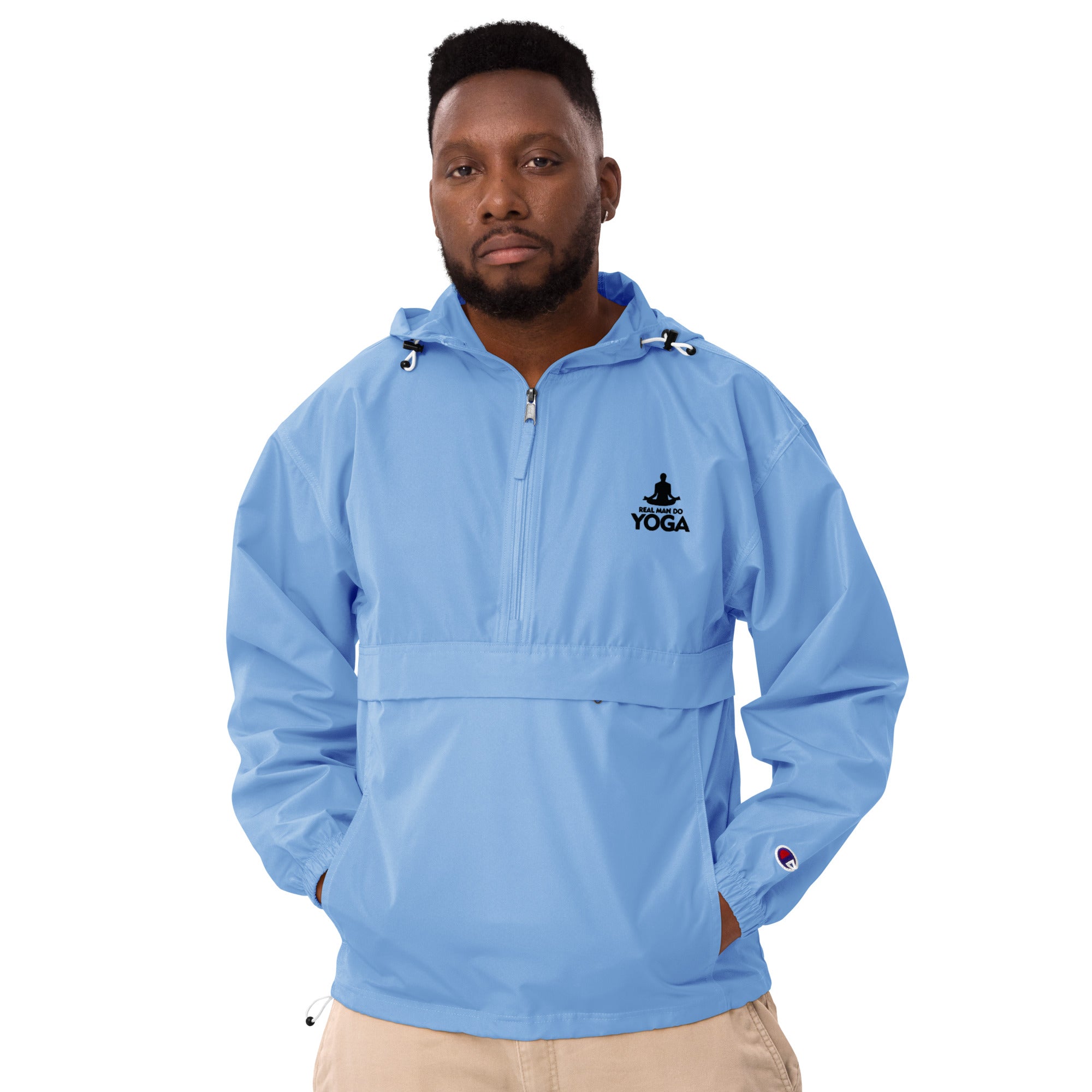 REAL MAN DO YOGA - Embroidered Champion Packable Jacket