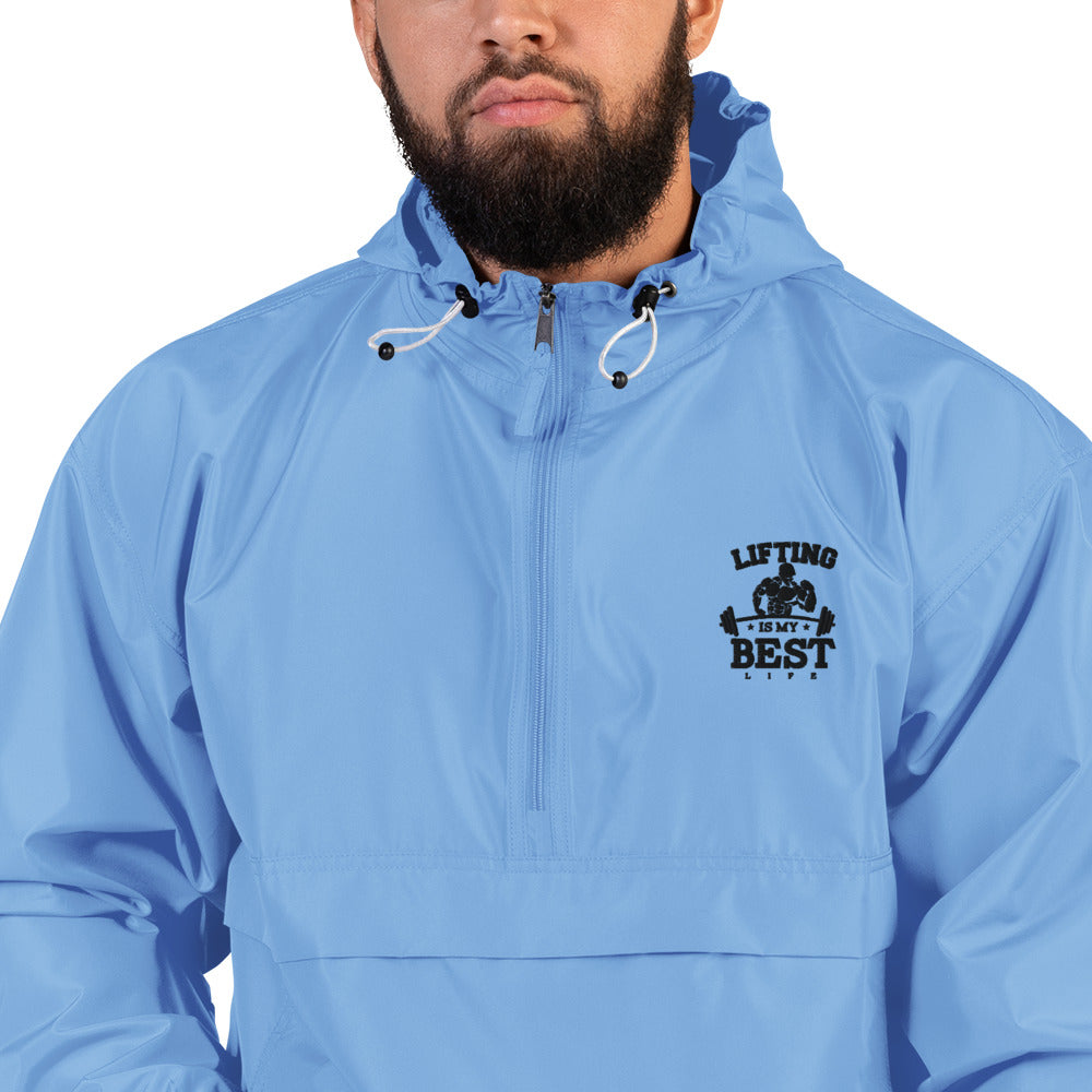 LIFTING IS MY BEST LIFE - Embroidered Champion Packable Jacket