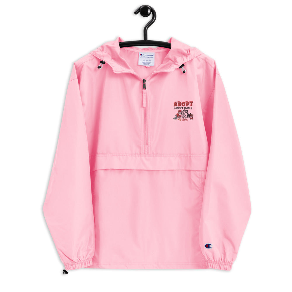 ADOPT DON'T SHOP - Embroidered Champion Packable Jacket