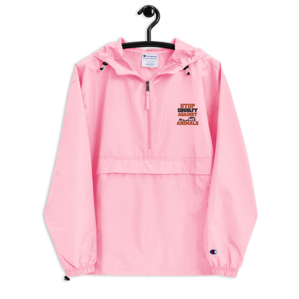 STOP CRUELTY AGAINST ANIMALS - Embroidered Champion Packable Jacket