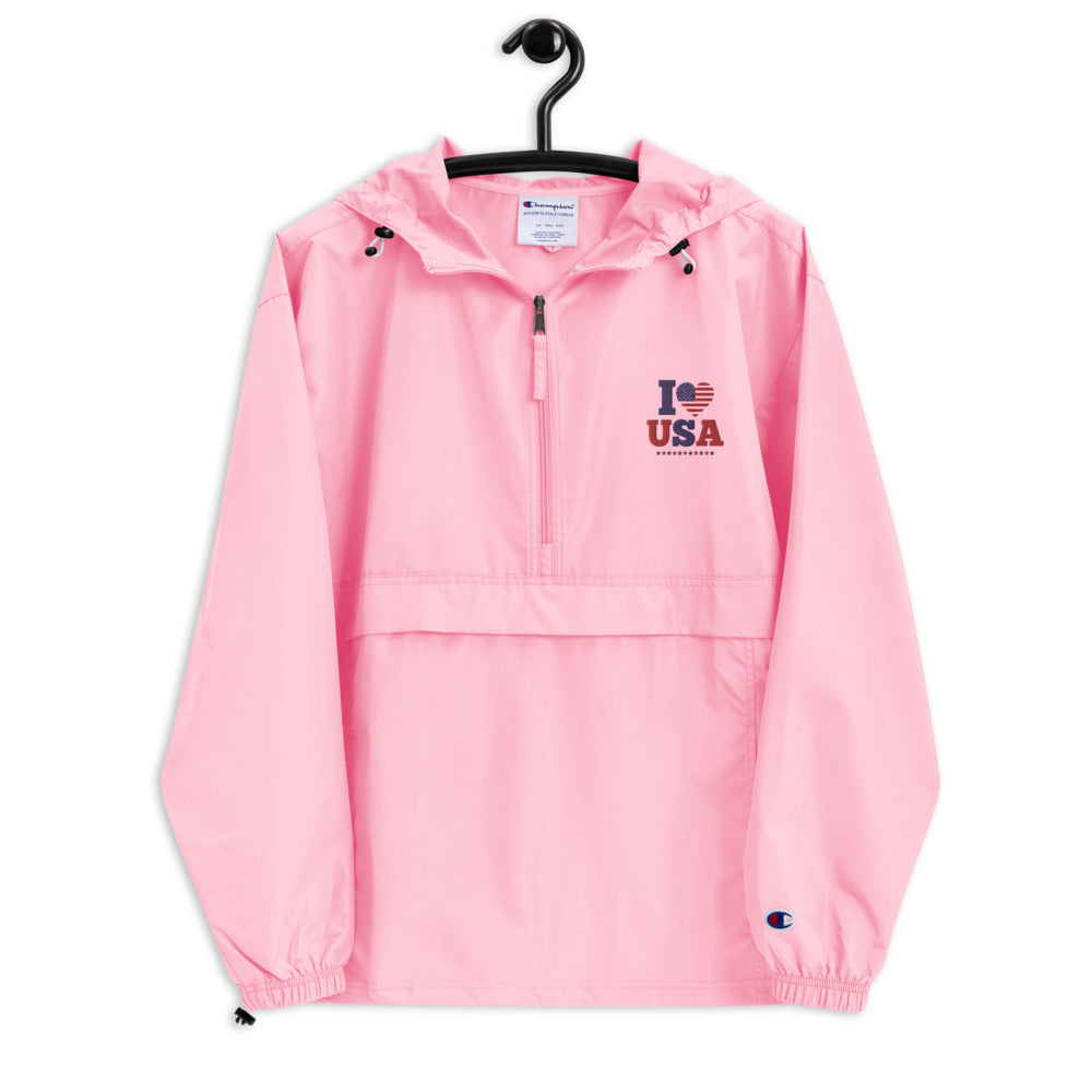 I LOVE USA - Embroidered Champion Packable Jacket