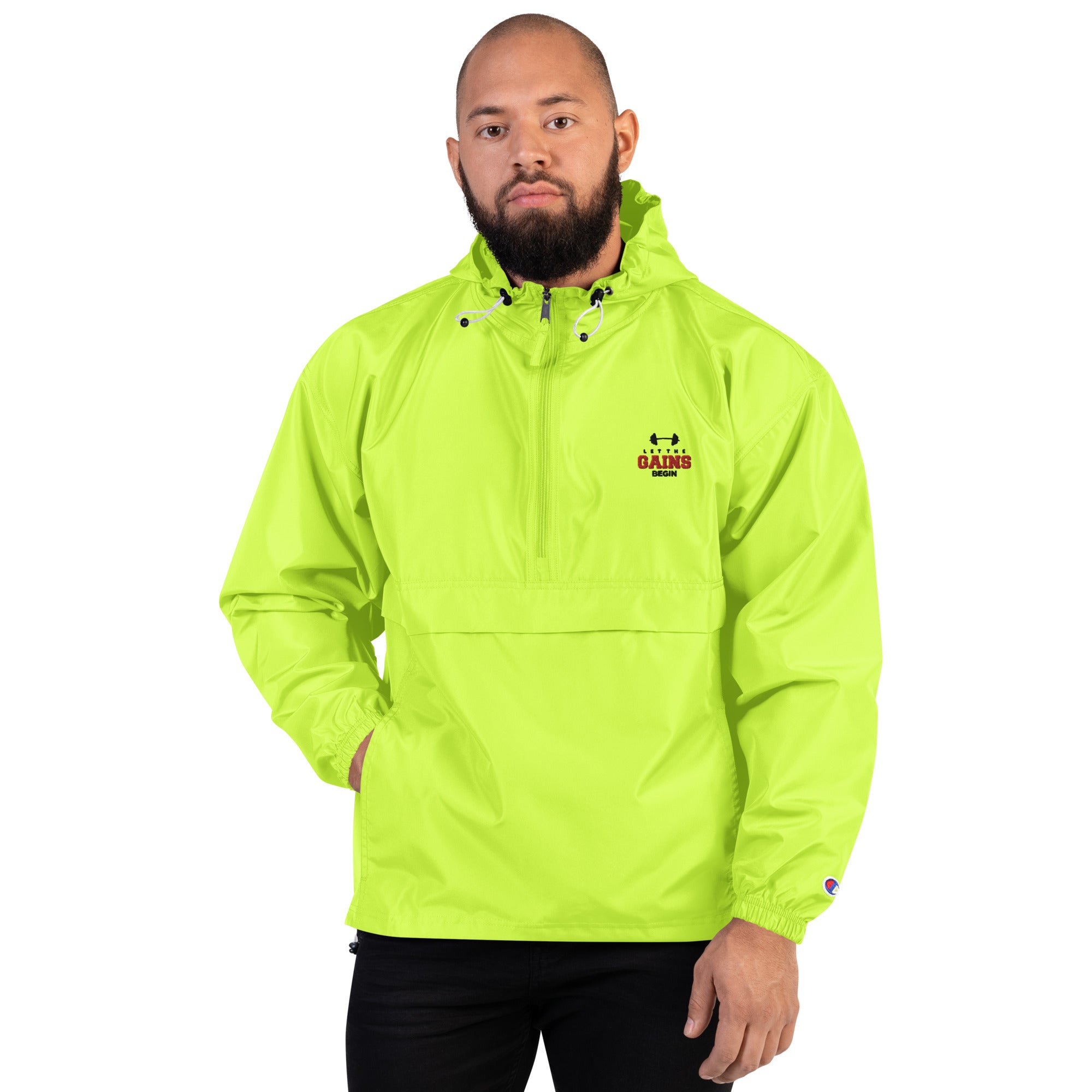 LET THE GAINS BEGIN - Embroidered Champion Packable Jacket