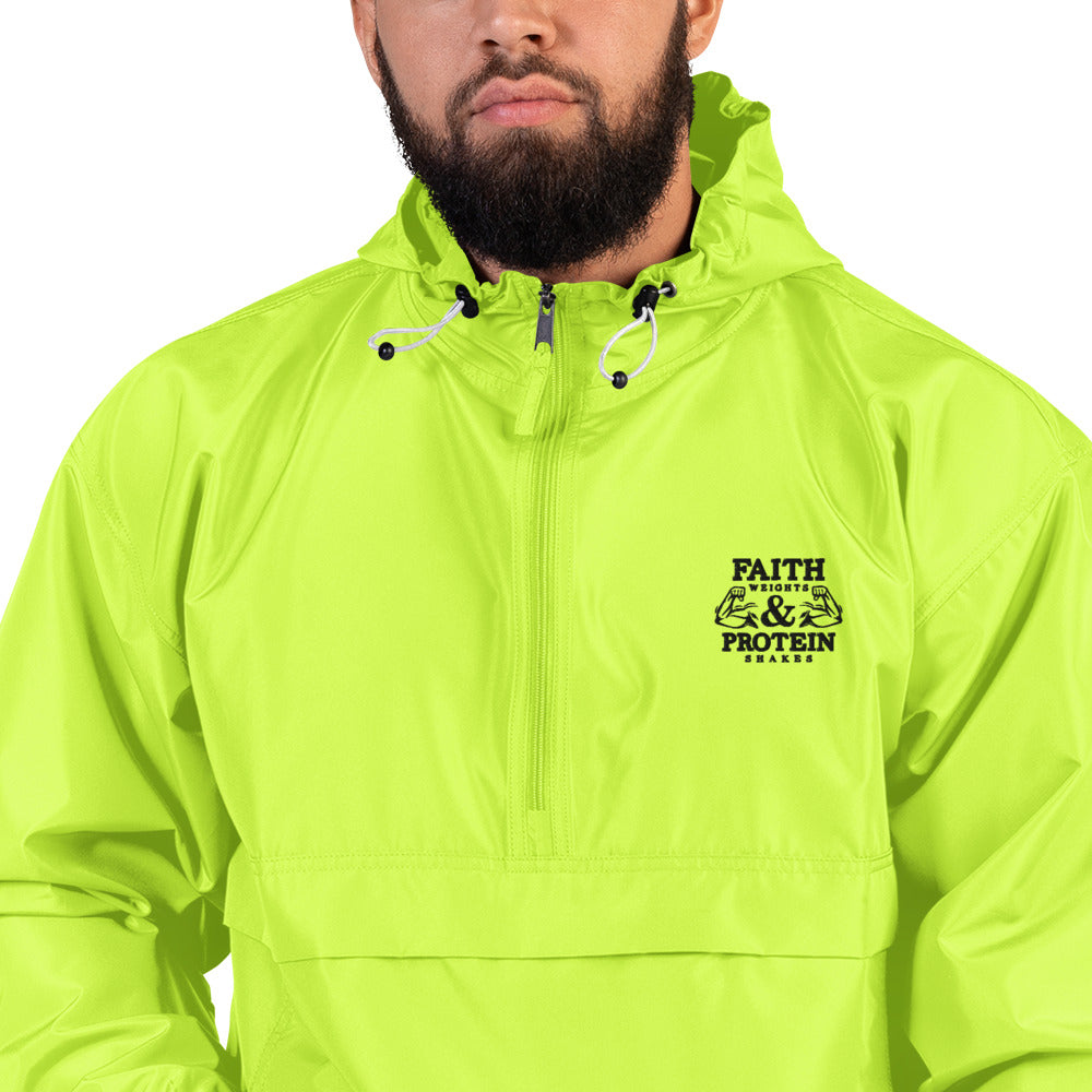 FAITH WEIGHTS & PROTEIN SHAKES - Embroidered Champion Packable Jacket