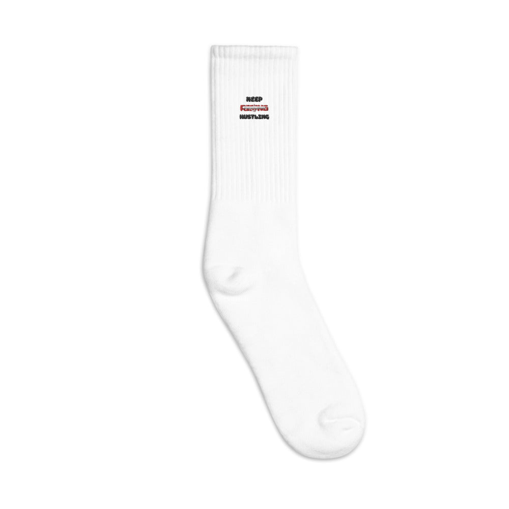 KEEP RISING HUSTLING - Embroidered socks