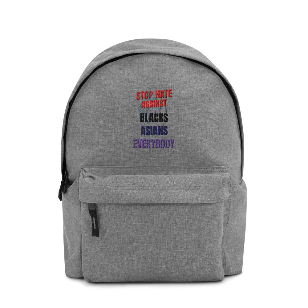 STOP HATE AGAINST EVERYBODY - Embroidered Backpack