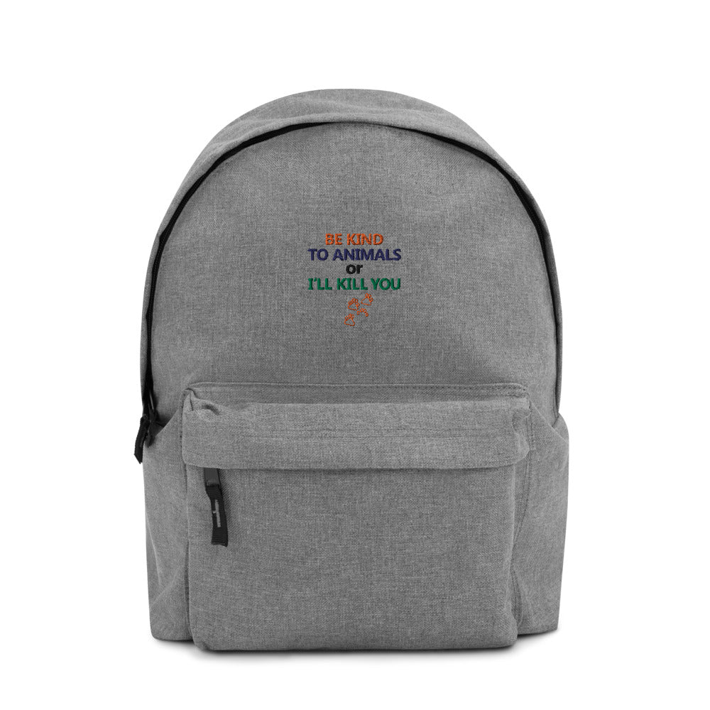 BE KIND TO ANIMALS - Embroidered Backpack