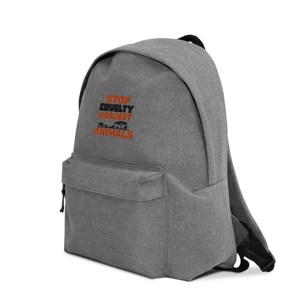 STOP CRUELTY AGAINST ANIMALS - Embroidered Backpack