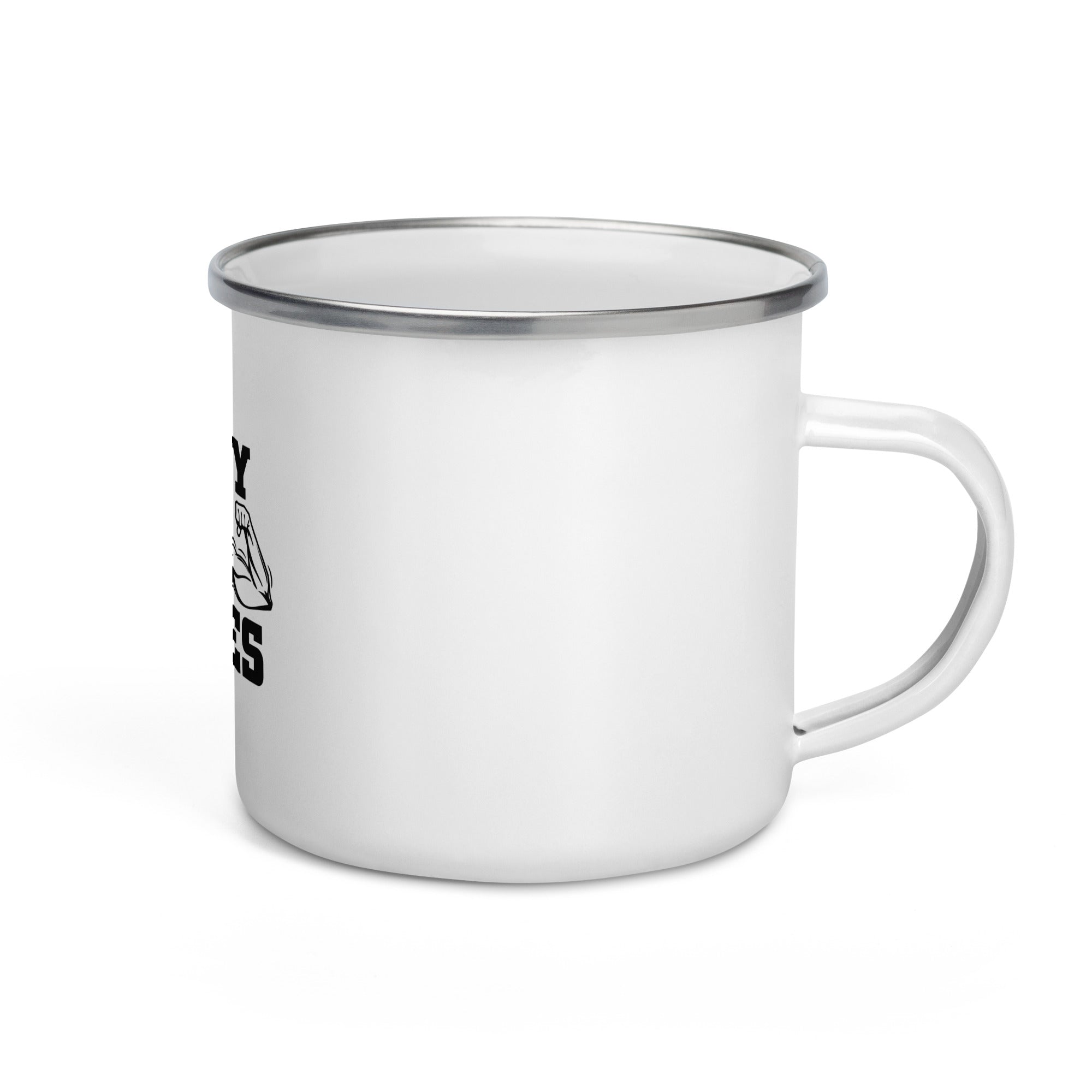 HEAVY WEIGHTS AND PROTEIN SHAKES - Enamel Mug