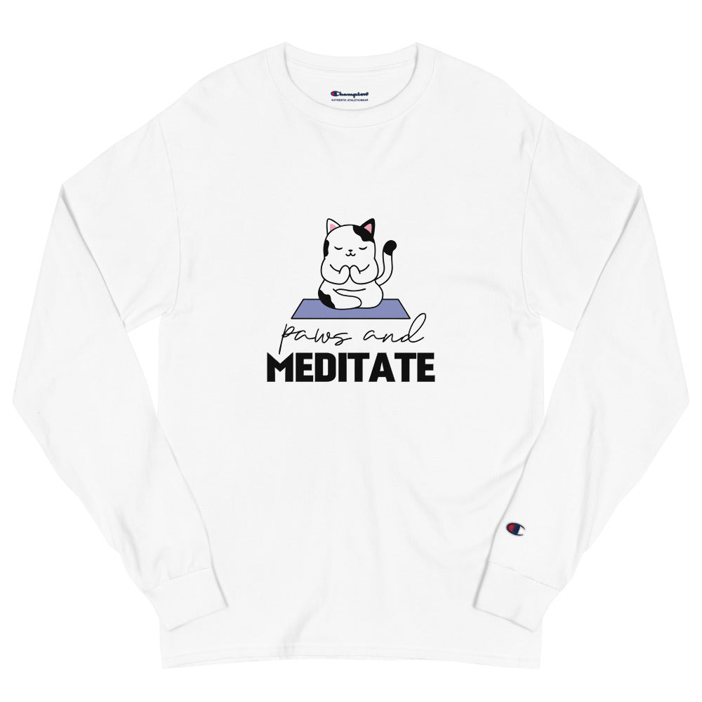 PAWS AND MEDITATE - Men's Champion Long Sleeve Shirt