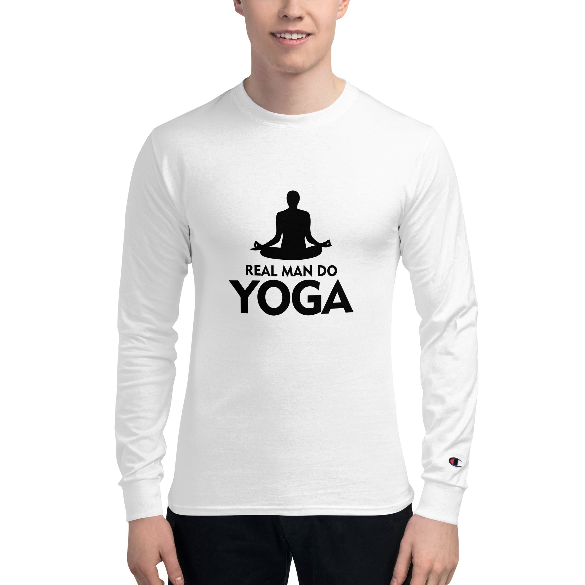 REAL MAN DO YOGA - Men's Champion Long Sleeve Shirt