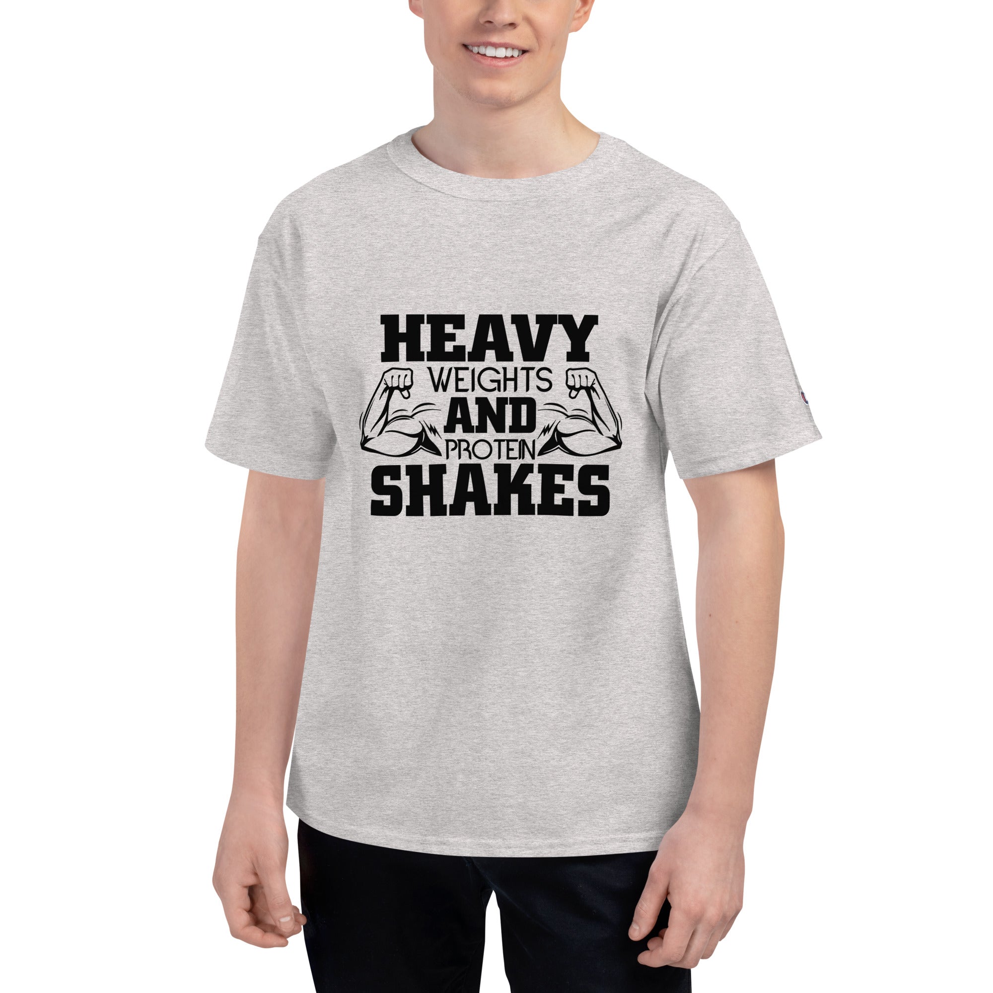 HEAVY WEIGHTS AND PROTEIN SHAKES - Men's Champion T-Shirt