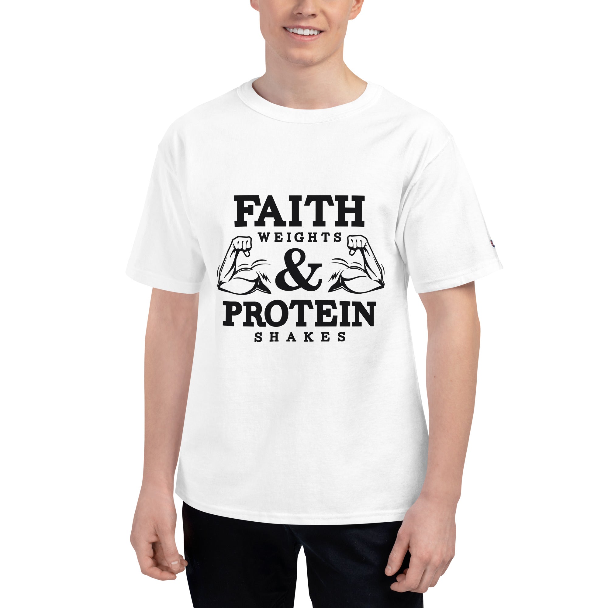 FAITH WEIGHTS & PROTEIN SHAKES - Men's Champion T-Shirt