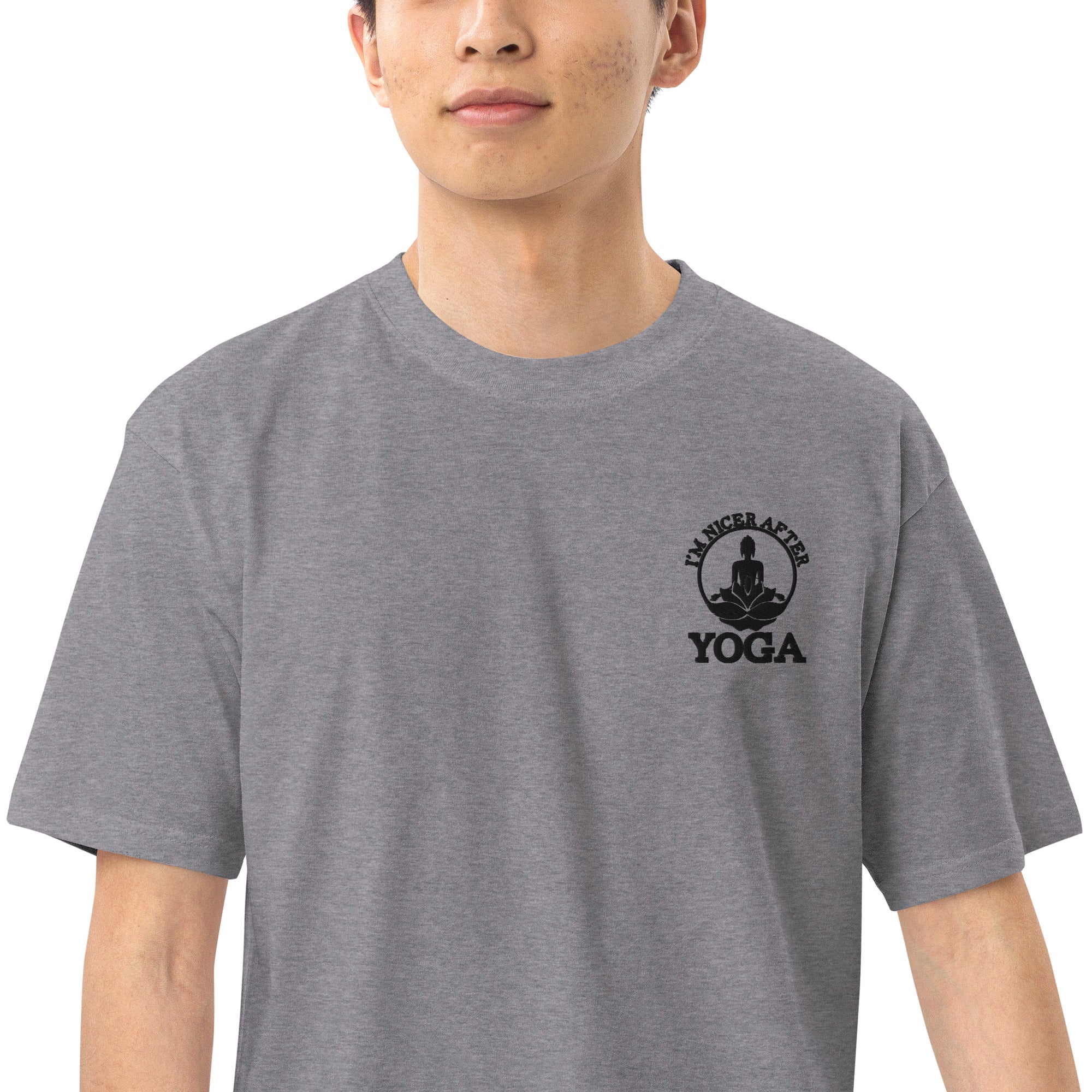 I'M NICER AFTER YOGA - Men’s premium heavyweight tee