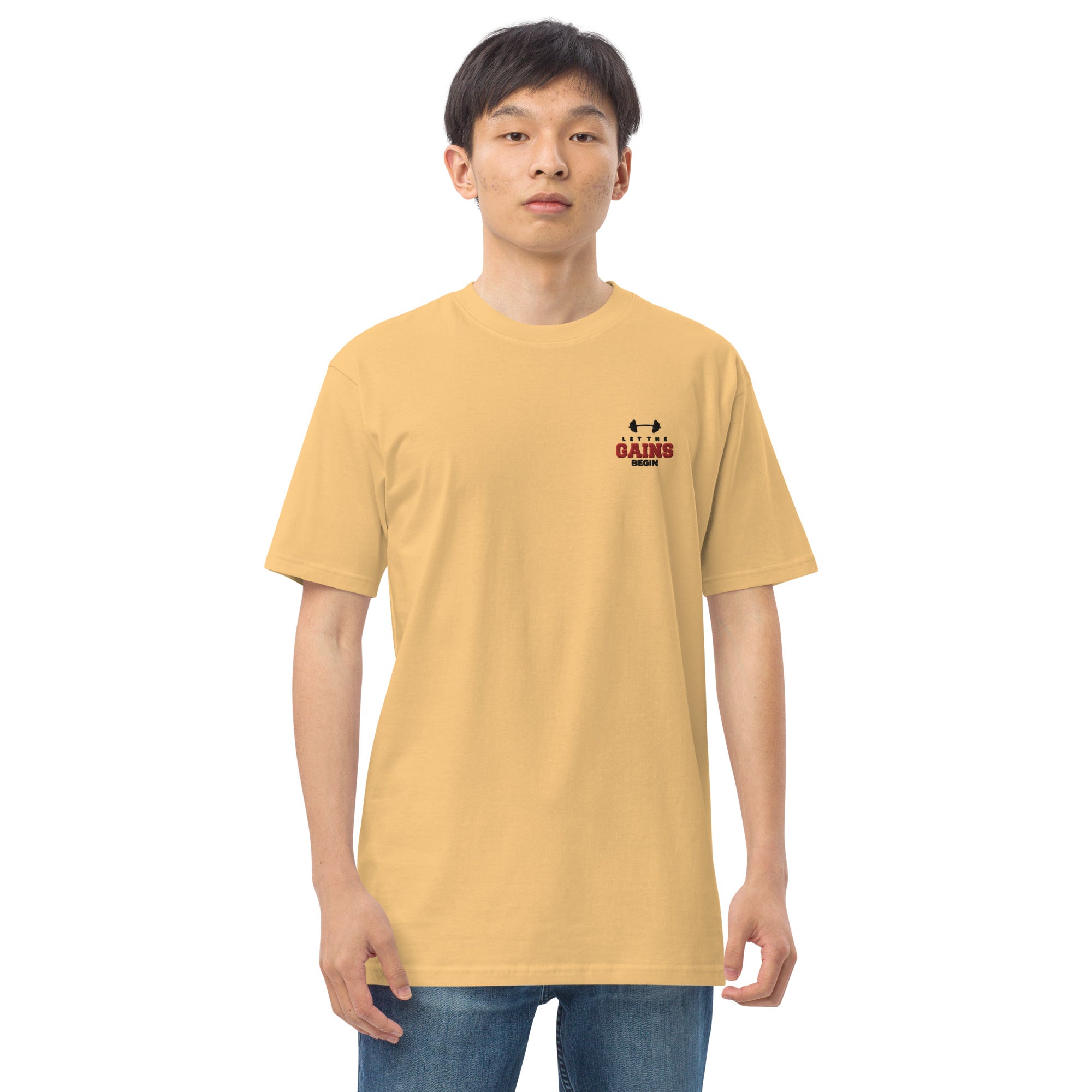 LET THE GAINS BEGIN - Men’s premium heavyweight tee