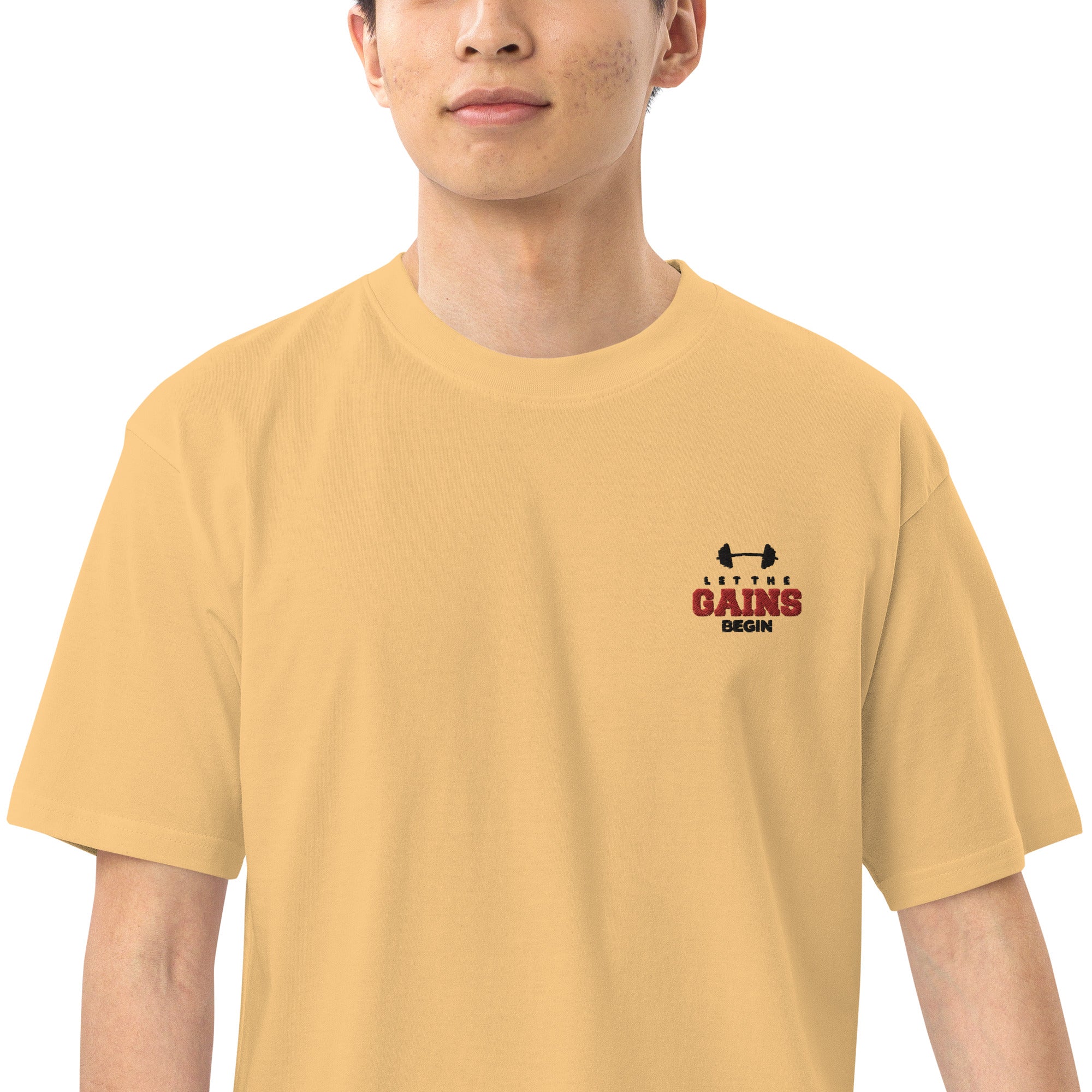 LET THE GAINS BEGIN - Men’s premium heavyweight tee