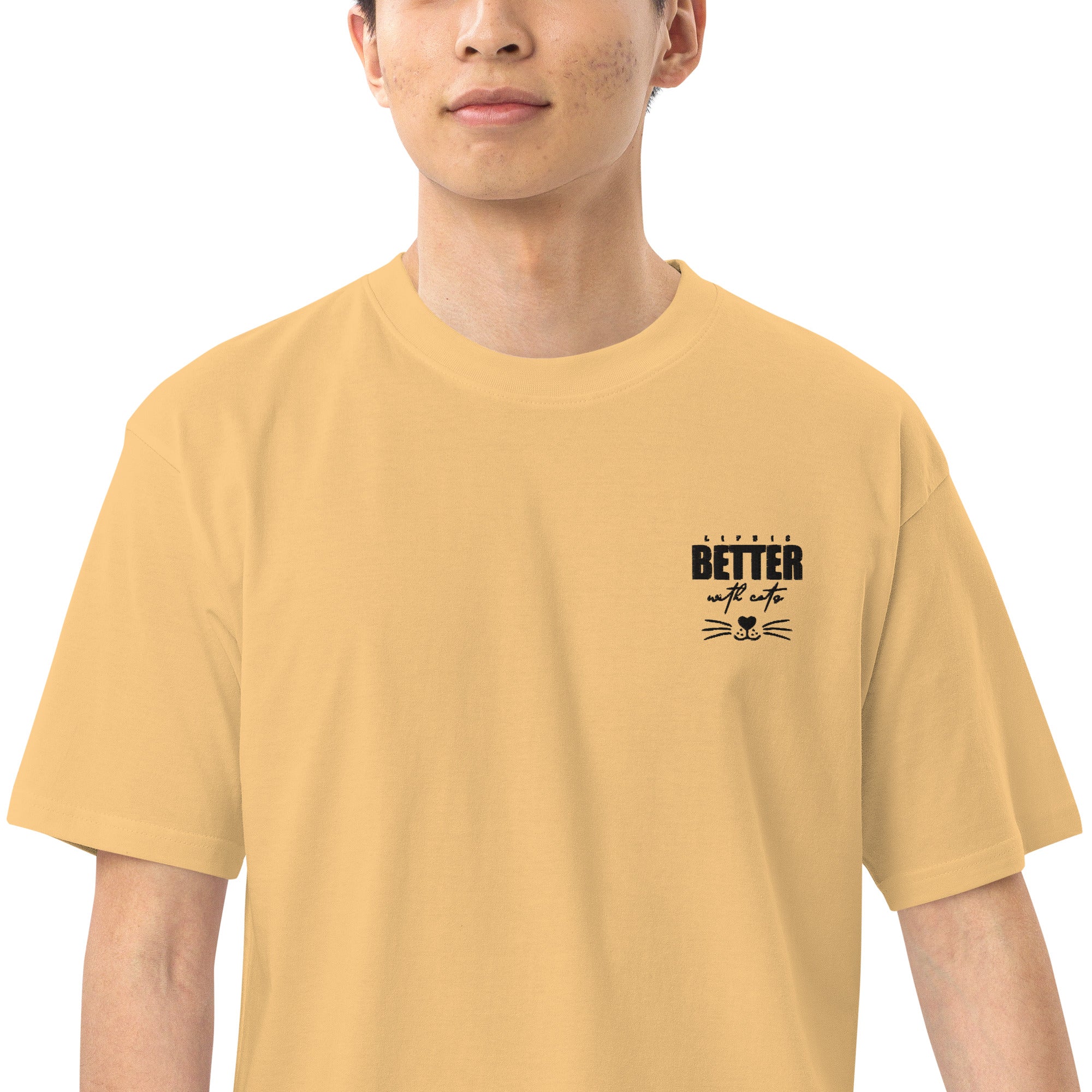 LIFE IS BETTER WITH CATS - Men’s premium heavyweight tee