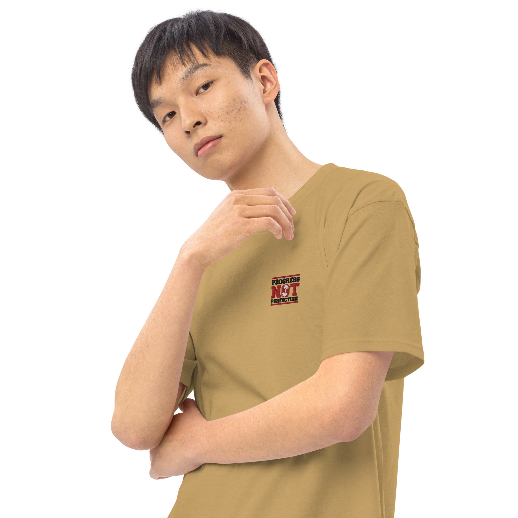 PROGRESS NOT PERFECTION - Men’s premium heavyweight tee