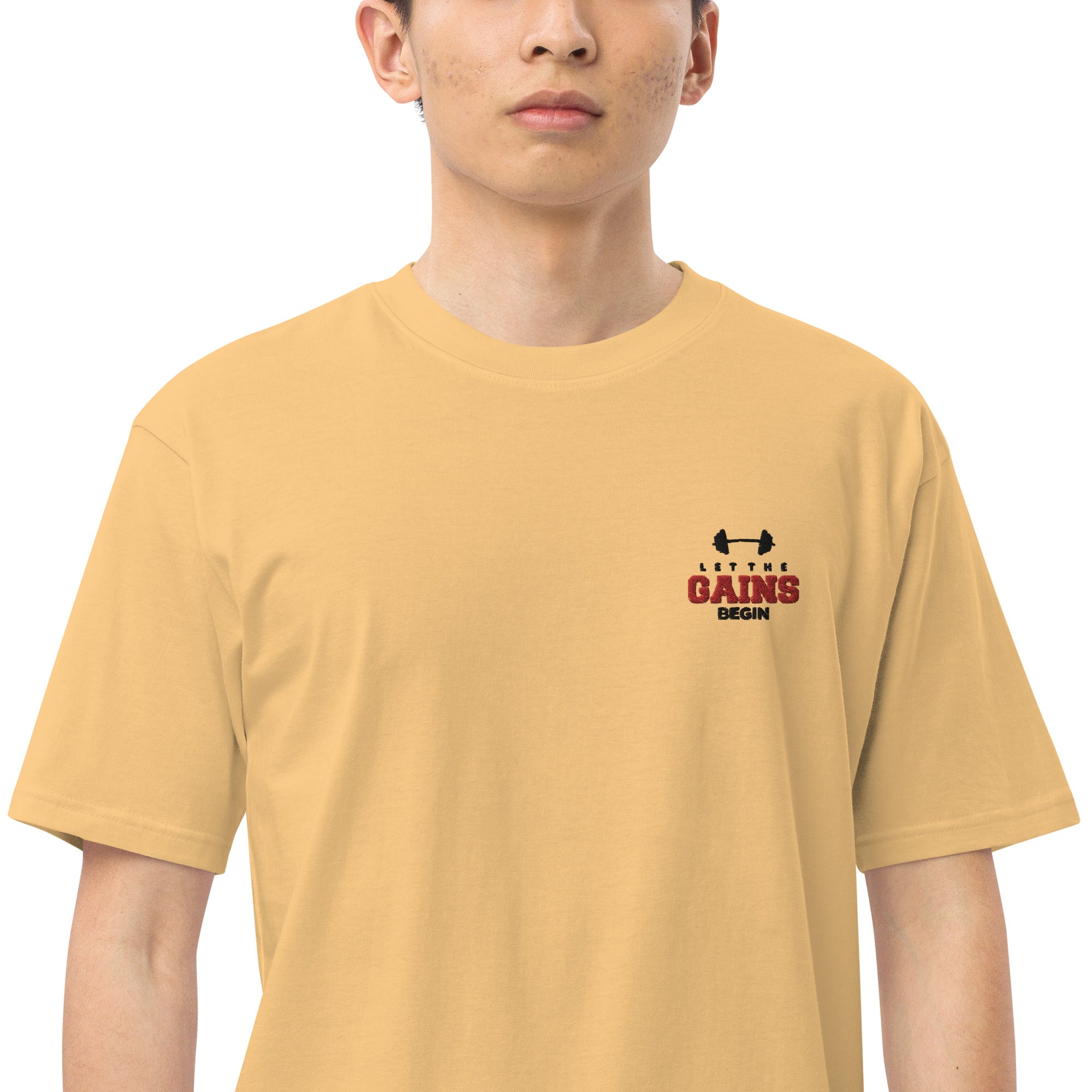 LET THE GAINS BEGIN - Men’s premium heavyweight tee