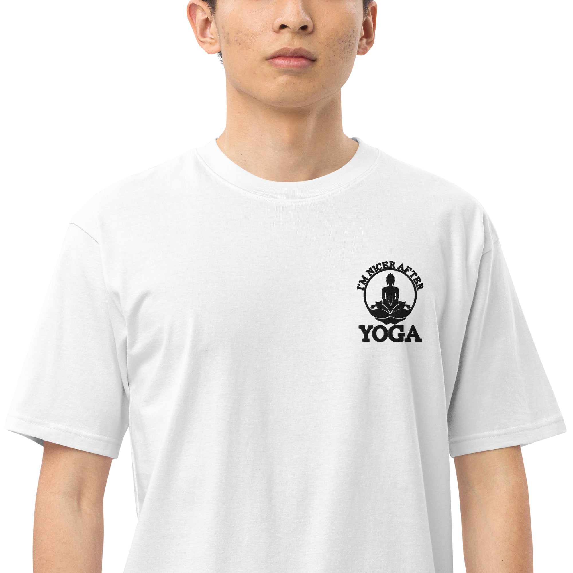 I'M NICER AFTER YOGA - Men’s premium heavyweight tee