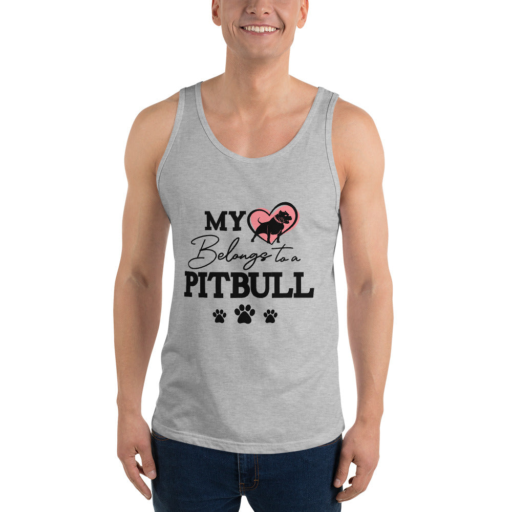 MY BELONGS TO A PITBULL - Unisex Tank Top