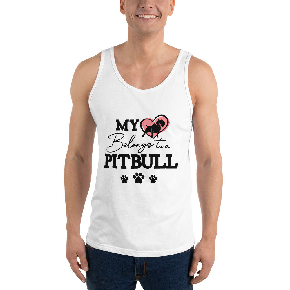 MY BELONGS TO A PITBULL - Unisex Tank Top